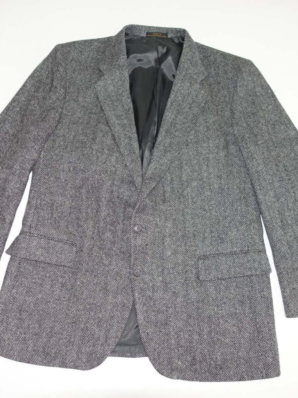 Barrington Men's Tweed Herringbone Sport Coat Size 48 Long Gray 100% Wool Jacket